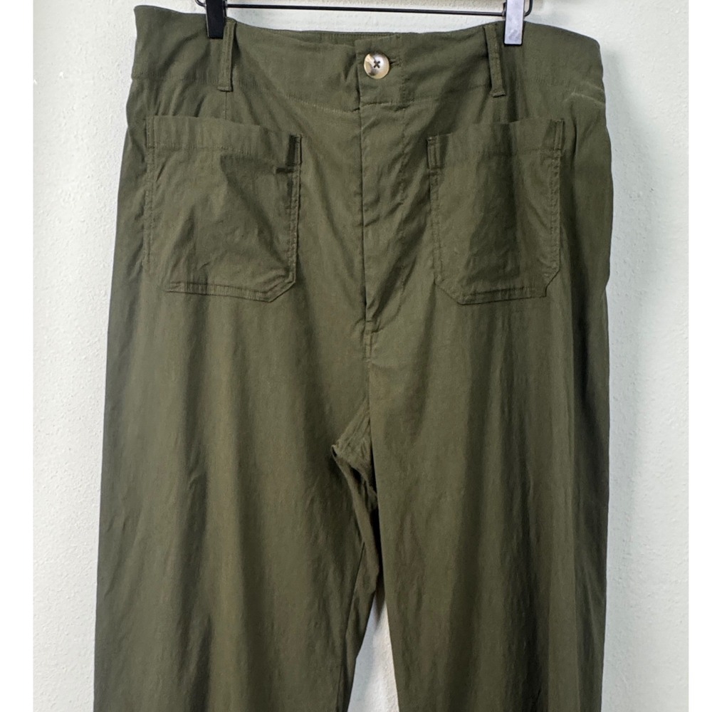 Maeve Anthropologie The Colette Wide Leg Pants Green Linen Blend Size 34T Tall - Picture 3 of 10
